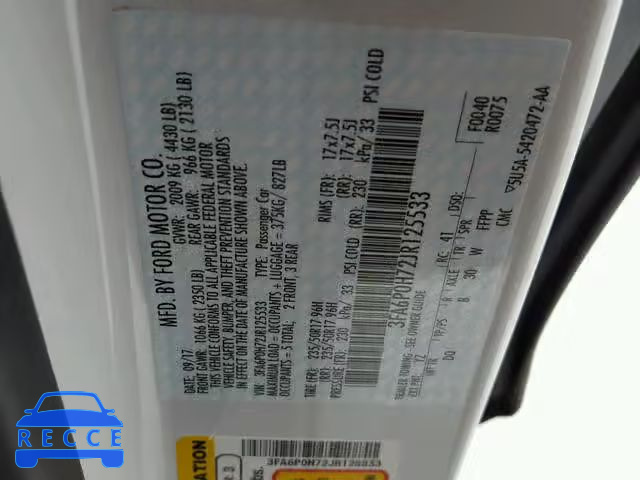 2018 FORD FUSION SE 3FA6P0H72JR125533 image 9
