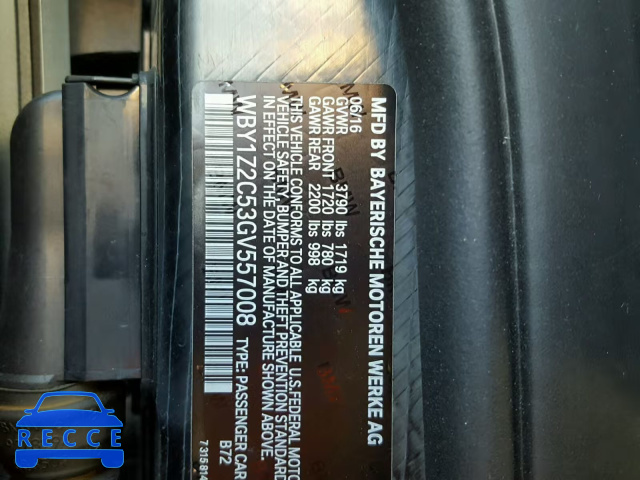 2016 BMW I3 BEV WBY1Z2C53GV557008 image 9