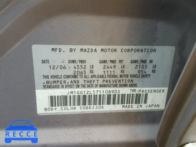 2007 MAZDA SPEED 6 JM1GG12L571108903 image 9