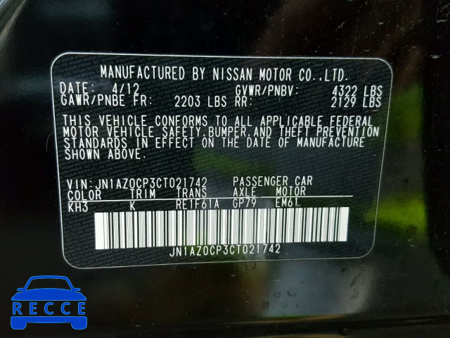 2012 NISSAN LEAF SV JN1AZ0CP3CT021742 Bild 9