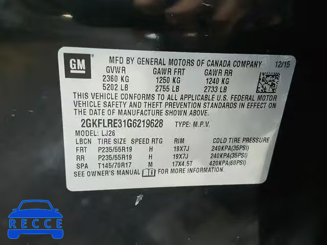 2016 GMC TERRAIN DE 2GKFLRE31G6219628 image 9