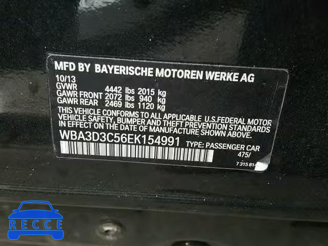 2014 BMW 328 D WBA3D3C56EK154991 зображення 9