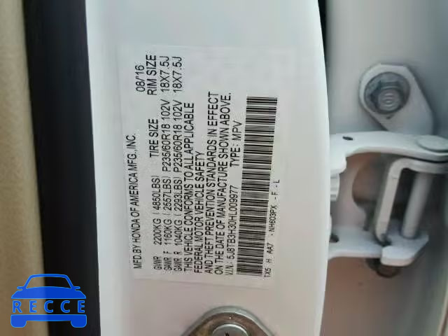 2017 ACURA RDX BASE 5J8TB3H30HL009977 image 9