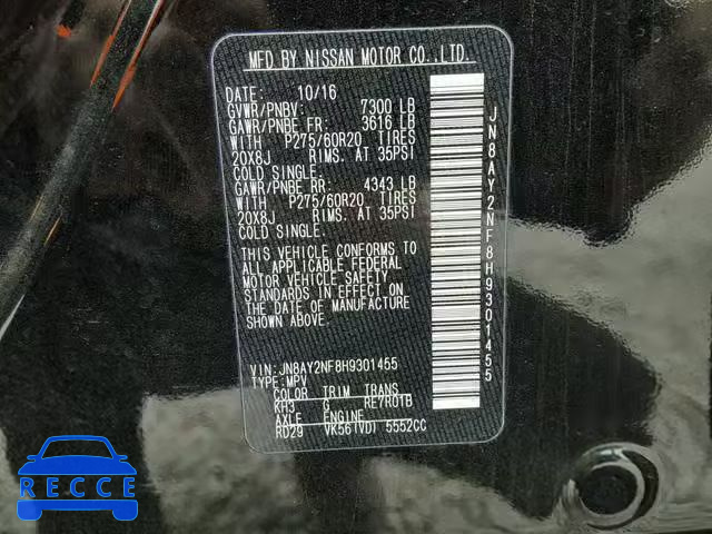 2017 NISSAN ARMADA PLA JN8AY2NF8H9301455 image 9