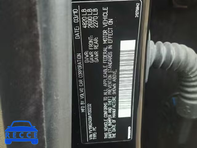 2010 VOLVO S80 3.2 YV1982AS9A1130232 image 9