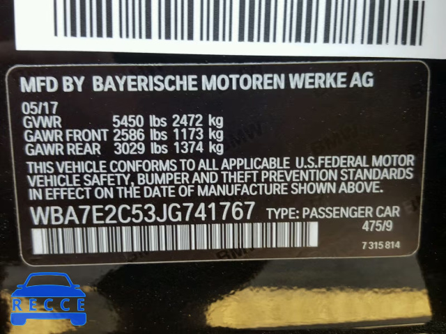 2018 BMW 740 I WBA7E2C53JG741767 зображення 9