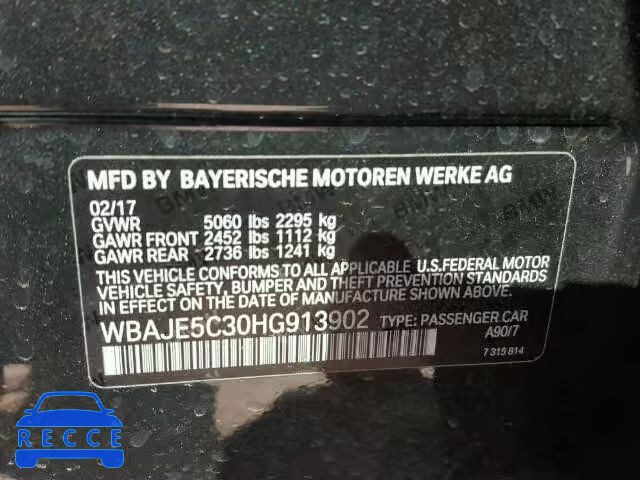 2017 BMW 540 I WBAJE5C30HG913902 зображення 9