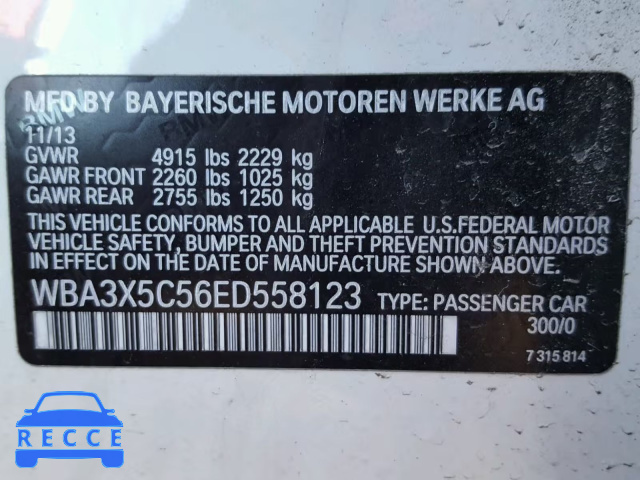 2014 BMW 328 XIGT WBA3X5C56ED558123 зображення 9