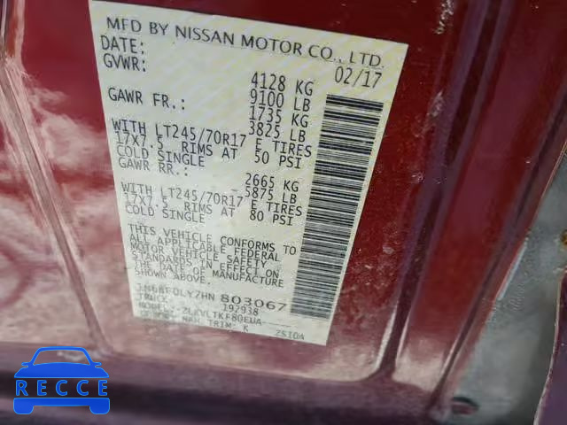 2017 NISSAN NV 2500 S 1N6BF0LY7HN803067 image 9