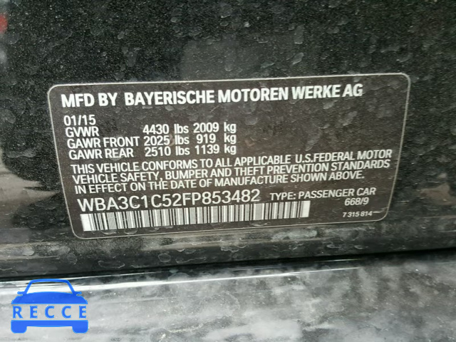 2015 BMW 328 I SULE WBA3C1C52FP853482 зображення 9