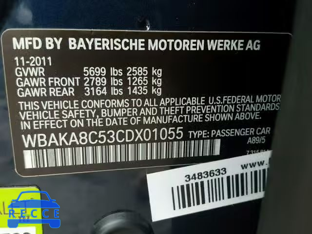 2012 BMW 750I WBAKA8C53CDX01055 image 9