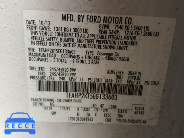 2014 FORD TAURUS SHO 1FAHP2KT5EG133603 Bild 9