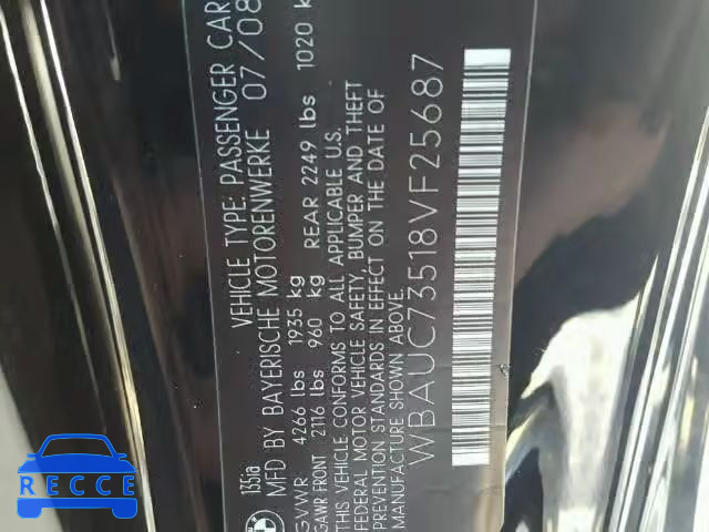 2008 BMW 135 I WBAUC73518VF25687 image 9