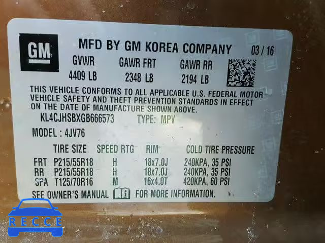 2016 BUICK ENCORE PRE KL4CJHSBXGB666573 image 9