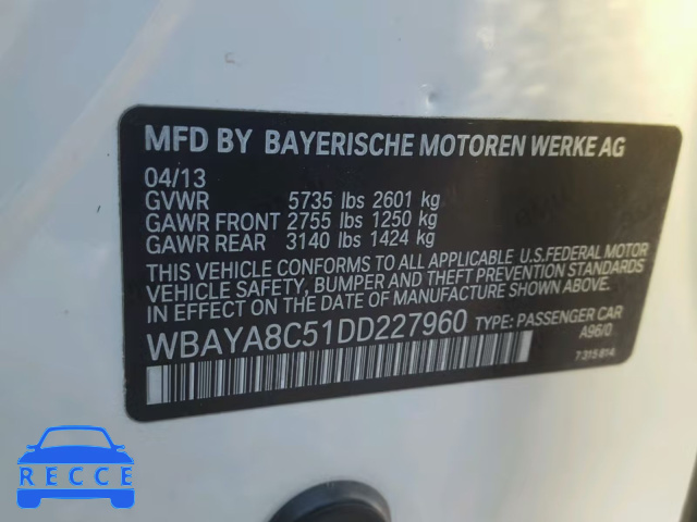 2013 BMW 750I WBAYA8C51DD227960 зображення 9
