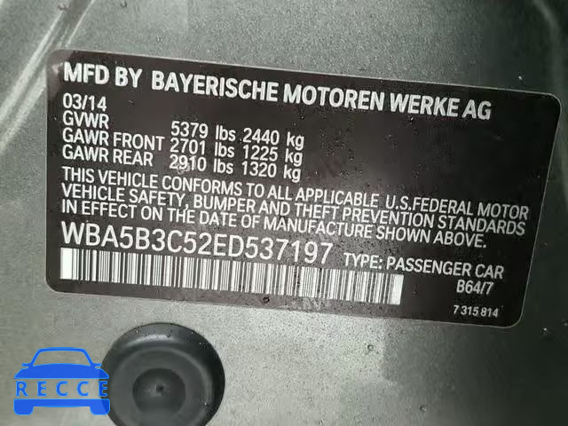 2014 BMW 535 XI WBA5B3C52ED537197 image 9