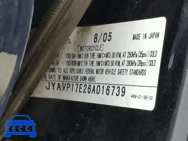 2006 YAMAHA XV1700 A JYAVP17E26A016739 image 9