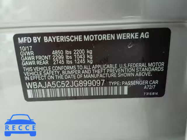 2018 BMW 530 I WBAJA5C52JG899097 image 9