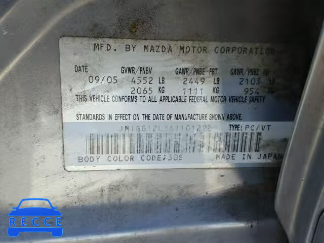 2006 MAZDA SPEED 6 JM1GG12L361101298 image 9