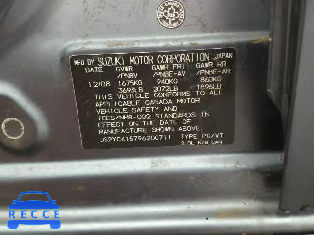 2009 SUZUKI SX4 BASE JS2YC415796200711 image 9