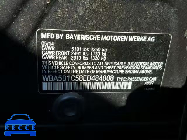 2014 BMW 535 I WBA5B1C58ED484008 зображення 9