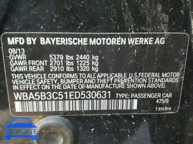 2014 BMW 535 XI WBA5B3C51ED530631 image 9