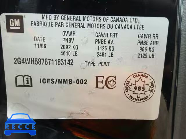 2007 BUICK ALLURE CXS 2G4WH587671183142 image 9