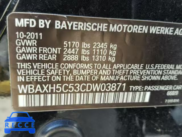 2012 BMW 528 XI WBAXH5C53CDW03871 image 9