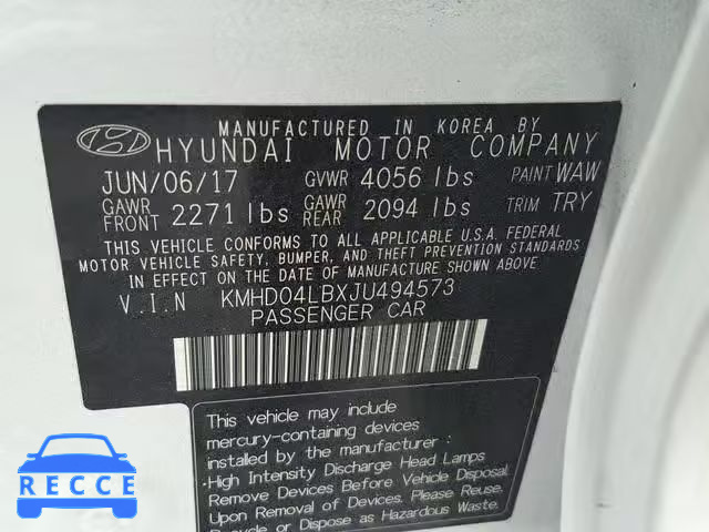 2018 HYUNDAI ELANTRA SP KMHD04LBXJU494573 image 9
