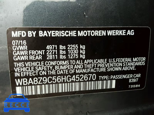 2017 BMW 330 XIGT WBA8Z9C56HG452670 image 9