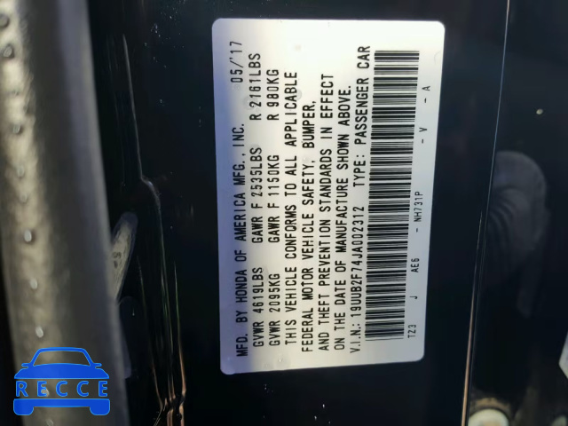 2018 ACURA TLX ADVANC 19UUB2F74JA002312 image 9