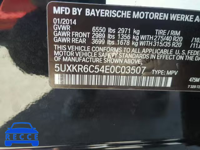 2014 BMW X5 XDRIVE5 5UXKR6C54E0C03507 зображення 9