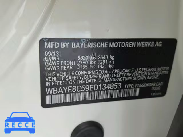 2014 BMW 750 LI WBAYE8C59ED134853 зображення 9