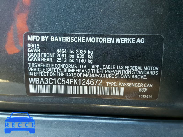 2015 BMW 328 I SULE WBA3C1C54FK124672 зображення 9