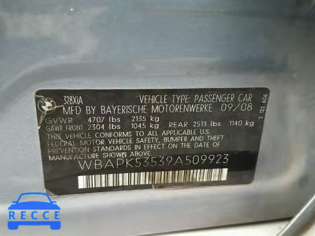 2009 BMW 328 XI SUL WBAPK53539A509923 Bild 9