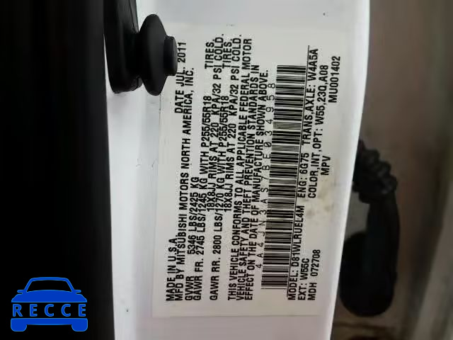 2011 MITSUBISHI ENDEAVOR S 4A4JN3AS7BE034958 image 9