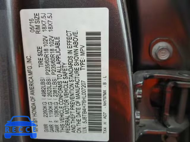 2017 ACURA RDX ADVANC 5J8TB4H76HL007207 image 9