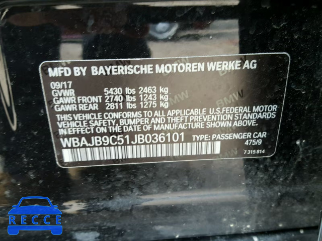 2018 BMW M550XI WBAJB9C51JB036101 зображення 9