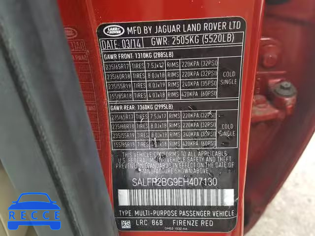 2014 LAND ROVER LR2 HSE SALFR2BG9EH407130 Bild 9