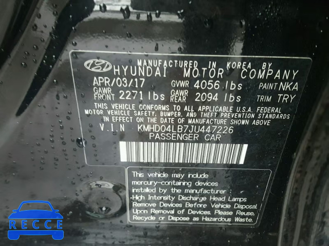 2018 HYUNDAI ELANTRA SP KMHD04LB7JU447226 image 9