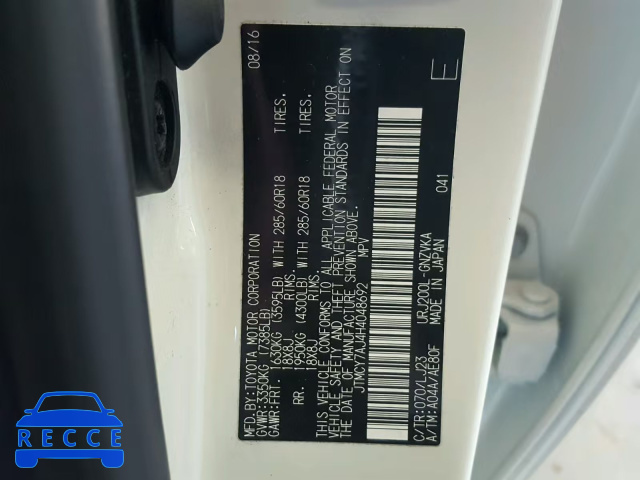 2017 TOYOTA LAND CRUIS JTMCY7AJ4H4048692 image 9