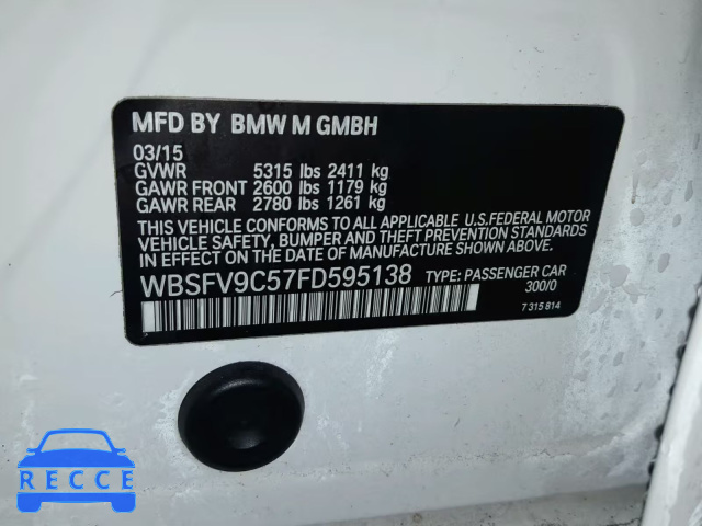 2015 BMW M5 WBSFV9C57FD595138 Bild 9