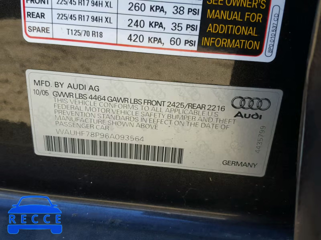 2006 AUDI A3 2 WAUHF78P96A093564 image 9