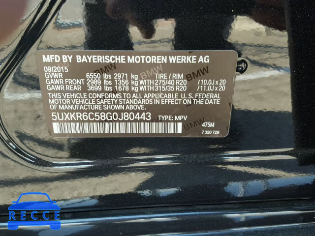 2016 BMW X5 XDRIVE5 5UXKR6C58G0J80443 Bild 9