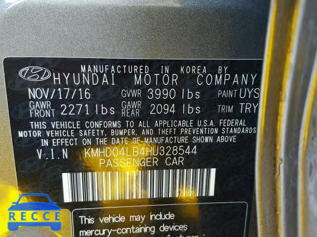 2017 HYUNDAI ELANTRA SP KMHD04LB4HU328544 image 9