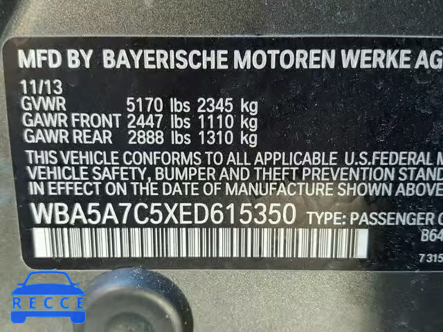 2014 BMW 528 XI WBA5A7C5XED615350 image 9