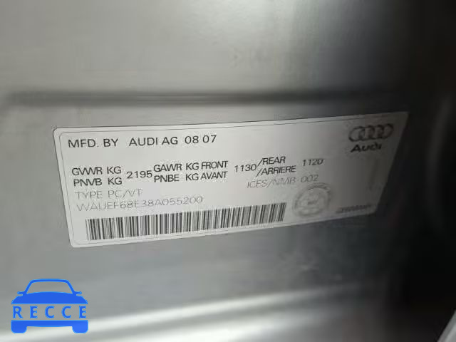 2008 AUDI A4 S-LINE WAUEF68E38A055200 image 9