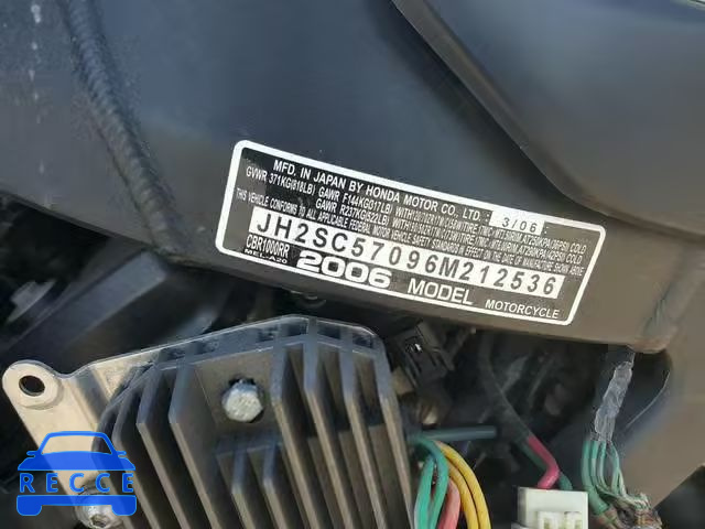 2006 HONDA CBR1000 RR JH2SC57096M212536 image 9