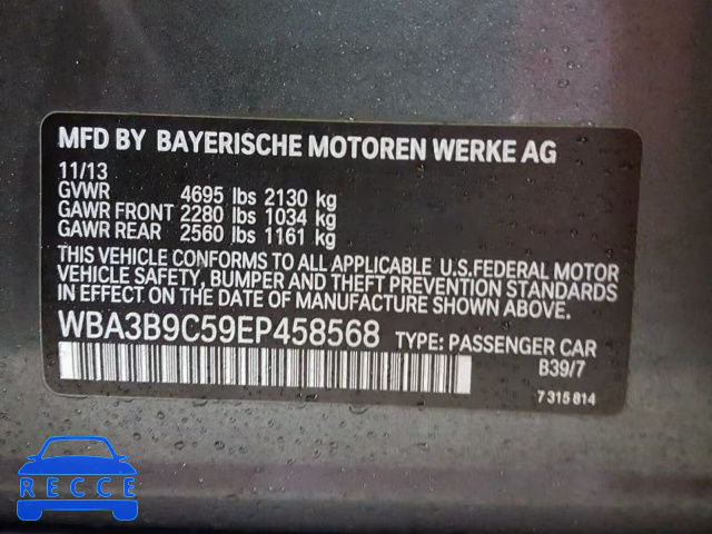2014 BMW 335 XI WBA3B9C59EP458568 зображення 9