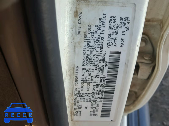2002 TOYOTA 4RUNNER LI JT3HN87R929068565 image 9